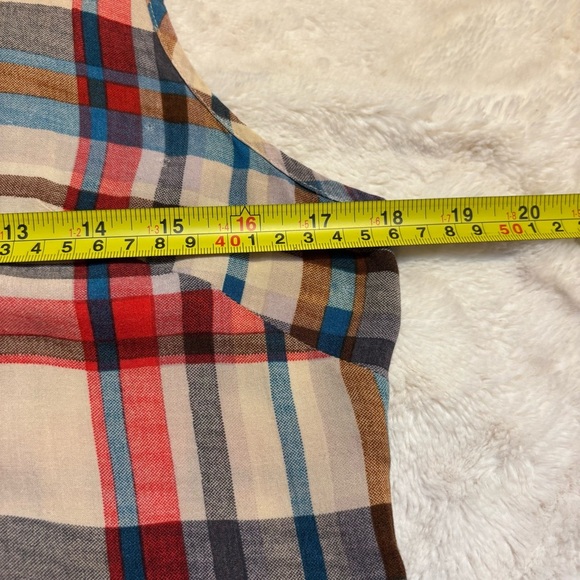 Roommates Top Small Multicolor Plaid Button-Down Shirt Sleeveless Blue Red White - Picture 12 of 13